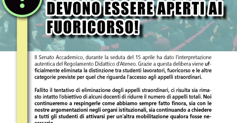 Ufficiale: Gli esami straordinari devono essere aperti ai fuoricorso!